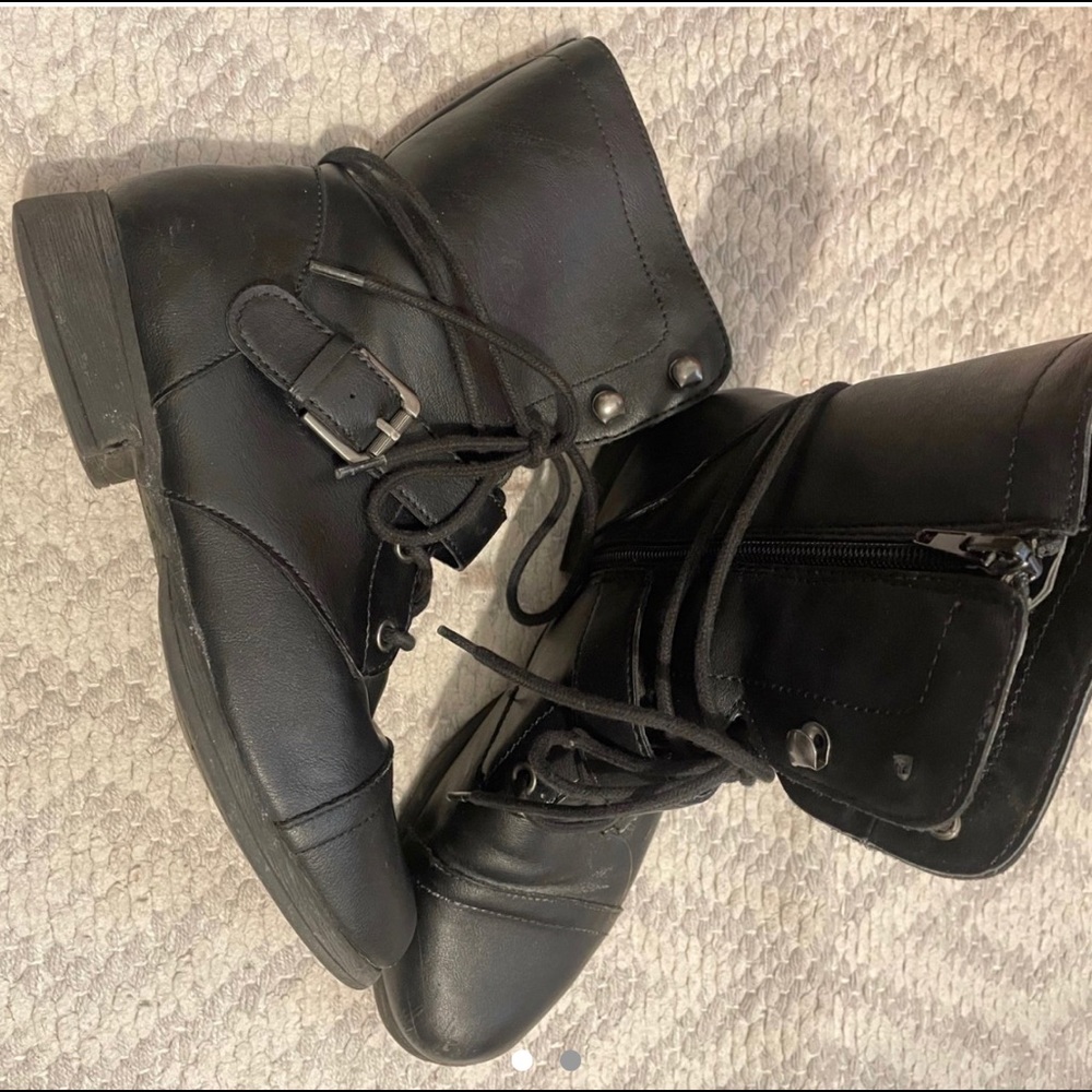 Black combat boots